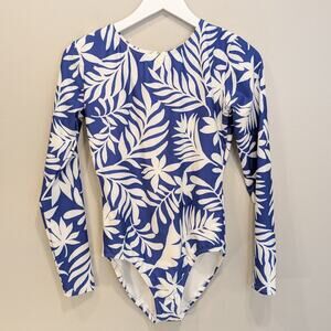 Kate Spade Women One-piece Long Sleeve Rash Guard Blue Berry Swimwear  - Size S